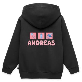 Sucette Andreas - Sweat Premium à capuche zippé enfant bio - noir - Dos - AI Model Kid Male (0cm)