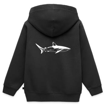 Hai - Vintage Vector Design - Kinder Premium Organic Zip Hoodie - Schwarz - Hinten - AI Model Kid Male (0cm)