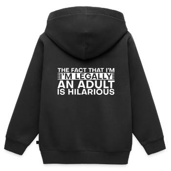 The Fact That I'm Legally An Adult Is Hilarious 2 - Kinder Premium Organic Zip Hoodie - Schwarz - Hinten - AI Model Kid Male (0cm)