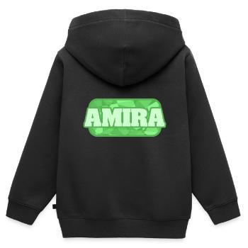 Gesundheit Amira - Kinder Premium Organic Zip Hoodie - Schwarz - Hinten - AI Model Kid Male (0cm)