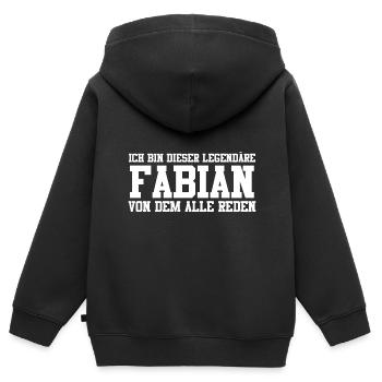 Fabian Name Design - Kinder Premium Organic Zip Hoodie - Schwarz - Hinten - AI Model Kid Male (0cm)