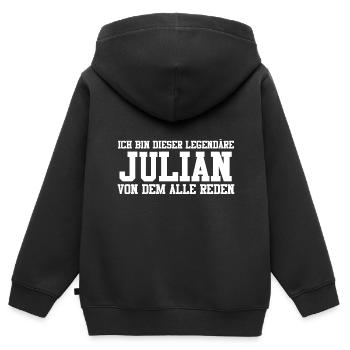 Julian Name Design - Kinder Premium Organic Zip Hoodie - Schwarz - Hinten - AI Model Kid Male (0cm)