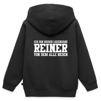 Reiner Name Design - Kinder Premium Organic Zip Hoodie - Schwarz - Hinten - AI Model Kid Male (0cm)