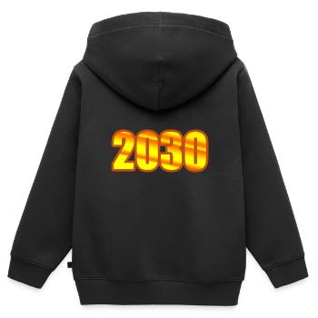 2030 - Kids Premium Organic Zip-up Hoodie - black - Back - AI Model Kid Male (0cm)