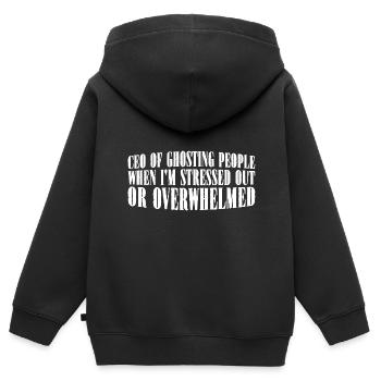 CEO Of Ghosting When Stressed Or Overwhelmed 4 - Kinder Premium Organic Zip Hoodie - Schwarz - Hinten - AI Model Kid Male (0cm)