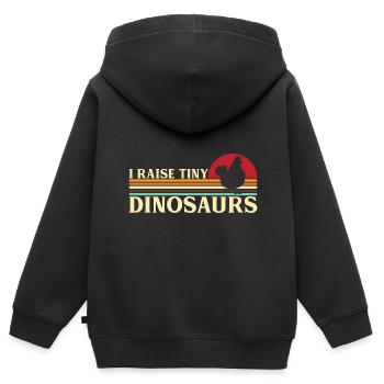 J’élève un minuscule dinosaure Dino Chicken Rooster Farmer - Sweat Premium à capuche zippé enfant bio - noir - Dos - AI Model Kid Male (0cm)