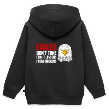 Les aigles ne prennent pas de leçons de vol des poulets - Sweat Premium à capuche zippé enfant bio - noir - Dos - AI Model Kid Male (0cm)