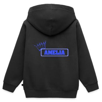 Knuffig Amelia - Kinder Premium Organic Zip Hoodie - Schwarz - Hinten - AI Model Kid Male (0cm)