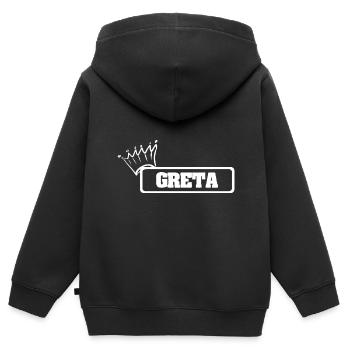 Prinzessin Greta - Kinder Premium Organic Zip Hoodie - Schwarz - Hinten - AI Model Kid Male (0cm)