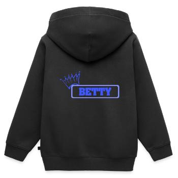 Knuffig für Betty Schwester Tochter - Kinder Premium Organic Zip Hoodie - Schwarz - Hinten - AI Model Kid Male (0cm)