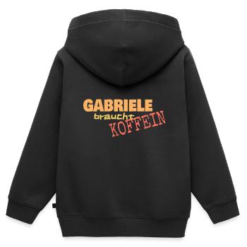 Gabriele Koffein - Kinder Premium Organic Zip Hoodie - Schwarz - Hinten - AI Model Kid Male (0cm)