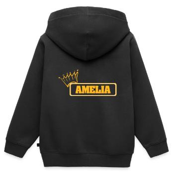 Amelia comme nom - Sweat Premium à capuche zippé enfant bio - noir - Dos - AI Model Kid Male (0cm)