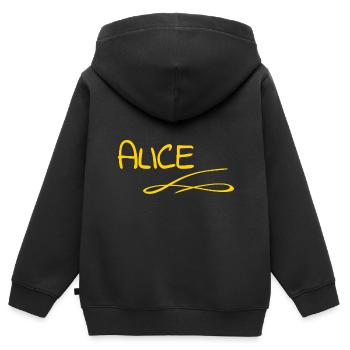 Geschenk für Alice - Kinder Premium Organic Zip Hoodie - Schwarz - Hinten - AI Model Kid Male (0cm)