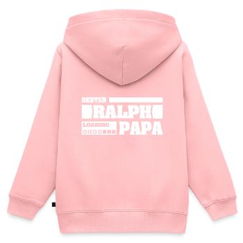 Prénom Ralph - Sweat Premium à capuche zippé enfant bio - rose - Dos - AI Model Kid Female (0cm)