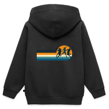 Basketball joueur de basket équipe basket - Sweat Premium à capuche zippé enfant bio - noir - Dos - AI Model Kid Male (0cm)