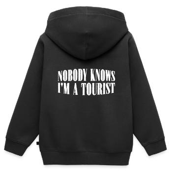 Nobody Knows I'm A Tourist 21 - Kinder Premium Organic Zip Hoodie - Schwarz - Hinten - AI Model Kid Male (0cm)