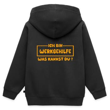 Profession : Assistante - Sweat Premium à capuche zippé enfant bio - noir - Dos - AI Model Kid Male (0cm)