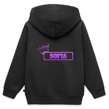 Cadeau pour Sofia - Sweat Premium à capuche zippé enfant bio - noir - Dos - AI Model Kid Male (0cm)