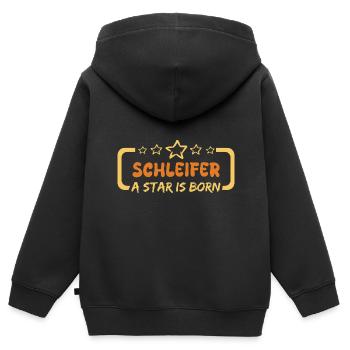 Schleifer als Held - Kinder Premium Organic Zip Hoodie - Schwarz - Hinten - AI Model Kid Male (0cm)