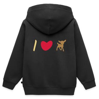 ★ Designfarben änderbar ★ I love Rehkitze - Kinder Premium Organic Zip Hoodie - Schwarz - Hinten - AI Model Kid Male (0cm)
