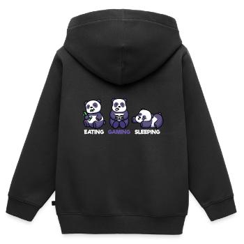 Essen Schlafen Gaming Gamer Panda Spielkonsole - Kinder Premium Organic Zip Hoodie - Schwarz - Hinten - AI Model Kid Male (0cm)