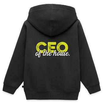 CEO des Hauses. Geschäftsmann Gift - Kinder Premium Organic Zip Hoodie - Schwarz - Hinten - AI Model Kid Male (0cm)