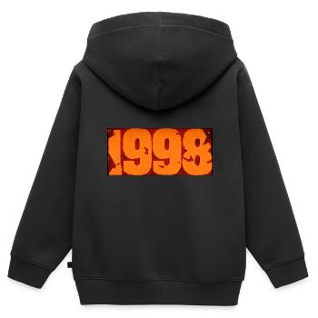 1998 - Kinder Premium Organic Zip Hoodie - Schwarz - Hinten - AI Model Kid Male (0cm)