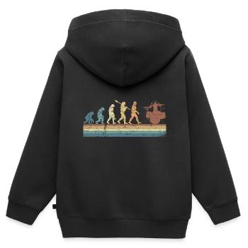 Evolution de l’homme Drums Band Retro Vintage Drummer - Sweat Premium à capuche zippé enfant bio - noir - Dos - AI Model Kid Male (0cm)