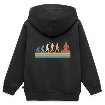 Evolution de l’homme DJ Techno Vinyl Retro Vintage - Sweat Premium à capuche zippé enfant bio - noir - Dos - AI Model Kid Male (0cm)