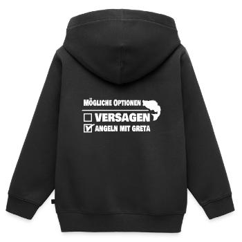 Geschenk für Greta - Kinder Premium Organic Zip Hoodie - Schwarz - Hinten - AI Model Kid Male (0cm)
