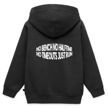 Pas de banc Pas de mi-temps Pas de temps mort Juste Run 4 - Sweat Premium à capuche zippé enfant bio - noir - Dos - AI Model Kid Male (0cm)