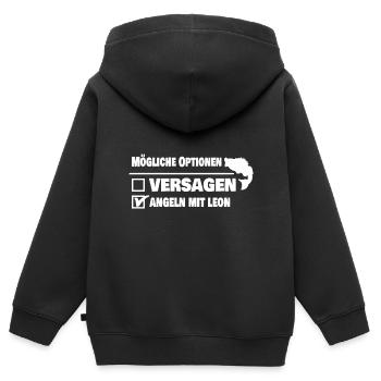 Angel Leon - Kinder Premium Organic Zip Hoodie - Schwarz - Hinten - AI Model Kid Male (0cm)