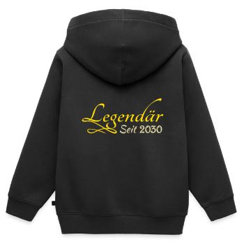 geboren 2030 - Kinder Premium Organic Zip Hoodie - Schwarz - Hinten - AI Model Kid Male (0cm)