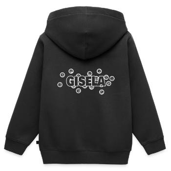 Gisela en bulles - Sweat Premium à capuche zippé enfant bio - noir - Dos - AI Model Kid Male (0cm)