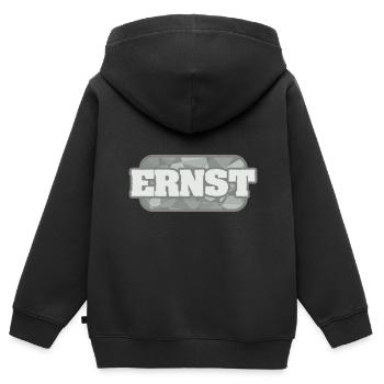Ernst - Kinder Premium Organic Zip Hoodie - Schwarz - Hinten - AI Model Kid Male (0cm)