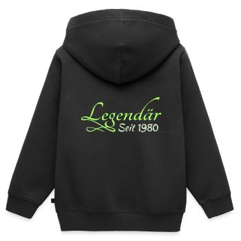 Legendär 1980 - Kinder Premium Organic Zip Hoodie - Schwarz - Hinten - AI Model Kid Male (0cm)