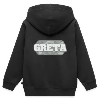 Greta als Gesundheit - Kinder Premium Organic Zip Hoodie - Schwarz - Hinten - AI Model Kid Male (0cm)