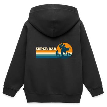 Papa Superdad Geschenk Vatertag - Kinder Premium Organic Zip Hoodie - Schwarz - Hinten - AI Model Kid Male (0cm)