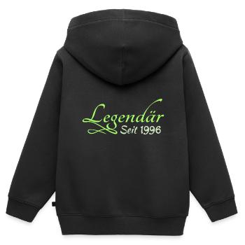 1996 - Sweat Premium à capuche zippé enfant bio - noir - Dos - AI Model Kid Male (0cm)