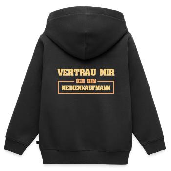 Marchand de médias Lustig - Sweat Premium à capuche zippé enfant bio - noir - Dos - AI Model Kid Male (0cm)