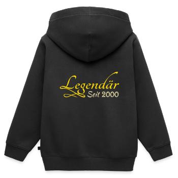 Legendär 2000 - Kinder Premium Organic Zip Hoodie - Schwarz - Hinten - AI Model Kid Male (0cm)