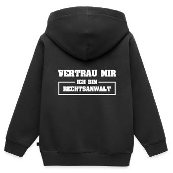 Lustig Rechtsanwalt - Kinder Premium Organic Zip Hoodie - Schwarz - Hinten - AI Model Kid Male (0cm)
