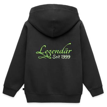Legend 1999 - Kinder Premium Organic Zip Hoodie - Schwarz - Hinten - AI Model Kid Male (0cm)