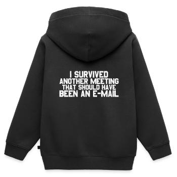 I Survived Another Meeting 26 - Kids Premium Organic Zip-up Hoodie - black - Back - AI Model Kid Male (0cm)