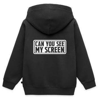 Pouvez-vous voir mon écran 7 - Sweat Premium à capuche zippé enfant bio - noir - Dos - AI Model Kid Male (0cm)