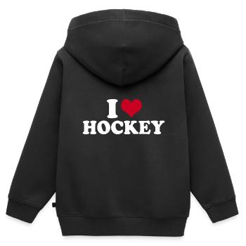I Love Hockey - Kinder Premium Organic Zip Hoodie - Schwarz - Hinten - AI Model Kid Male (0cm)