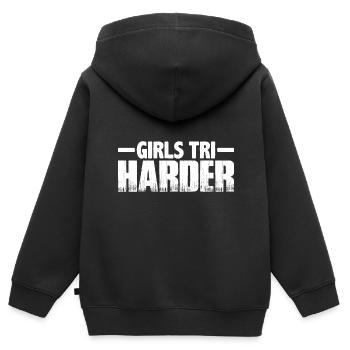 Filles Tri 7 - Sweat Premium à capuche zippé enfant bio - noir - Dos - AI Model Kid Male (0cm)