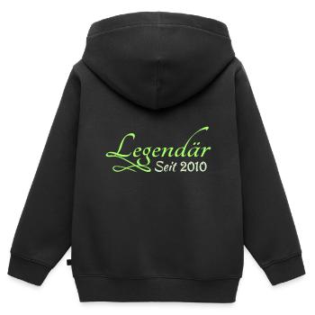 Legendär 2010 - Kinder Premium Organic Zip Hoodie - Schwarz - Hinten - AI Model Kid Male (0cm)