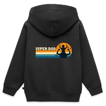 Super Papa Superpapa - Kinder Premium Organic Zip Hoodie - Schwarz - Hinten - AI Model Kid Male (0cm)