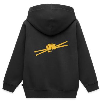 Drumstick Drummer Drum Drumming Drummers - Sweat Premium à capuche zippé enfant bio - noir - Dos - AI Model Kid Male (0cm)